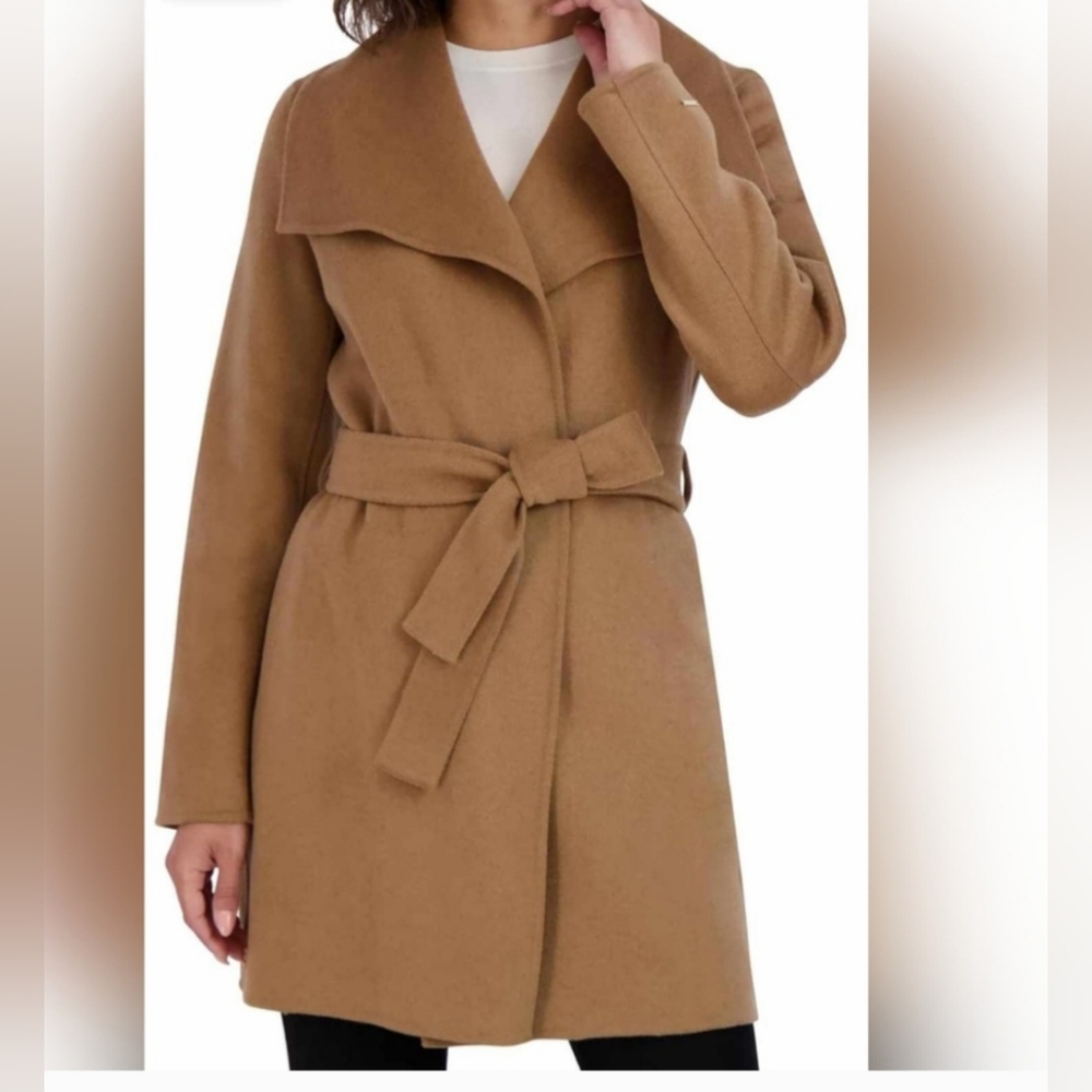 Tahari women coat, tan  color  size L